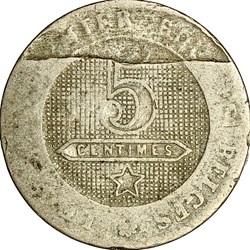 5 centimes lion, Léopold Ier, Belgique, 1863, flan splitté