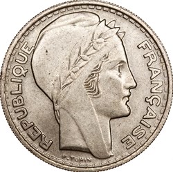 10 francs Turin, grosse tête, rameaux longs, GPRF, 1945