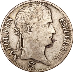 5 francs, tête laurée, Empire, Napoléon Ier, 1812, Rome