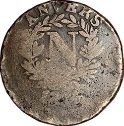 5 centimes d'Anvers à l'N, Napoléon Ier, 1814, Anvers, atelier de l'arsenal