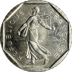 2 francs Semeuse, nickel, 1992