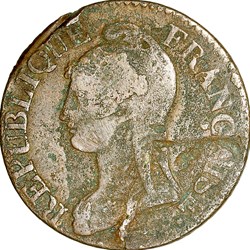 Cinq centimes Dupré, grand module, le Directoire, an 7, Strasbourg