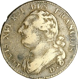 12 deniers au faisceau type François, Louis XVI, 1792, an 4, Dijon