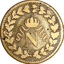 Un décime à l'N couronnée, Napoléon Ier, 1815••, Strasbourg
