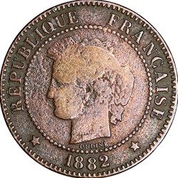2 centimes Cérès, IIIe République, 1882, Paris