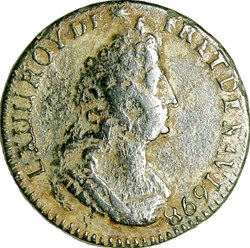 Liard au buste âgé, Louis XIV, 1698, Dijon