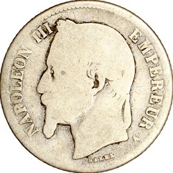1 franc, tête laurée, Napoléon III, 1866, Paris