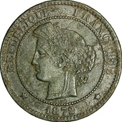 10 centimes Cérès, IIIe République, 1872, Bordeaux
