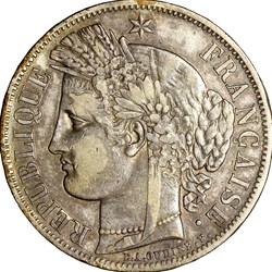 5 francs Cérès, IIe République, 1849, Strasbourg