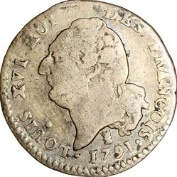 15 sols au Génie, type François, Louis XVI, 1791, an 3, Limoges