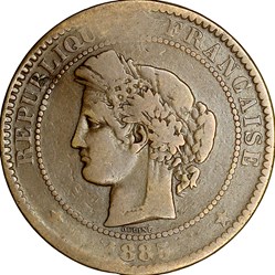 10 centimes Cérès, IIIe République, 1885, Paris