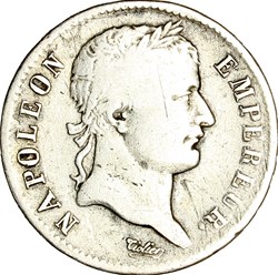 1 franc, tête laurée, République, Napoléon Ier, 1808, Lyon