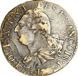 3 deniers au faisceau, type François, Louis XVI, 1792, an 4, Limoges, var. laiton