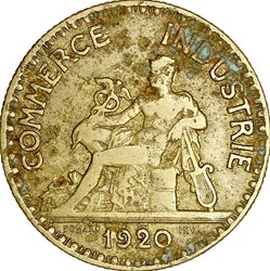 2 francs Chambres de Commerce, IIIe République, 1920