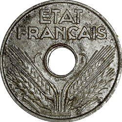 20 centimes fer, Etat Français, 1944, fer
