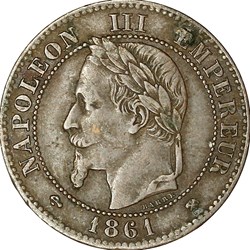 Deux centimes, tête laurée, buste définitif, Napoléon III, 1861, Bordeaux