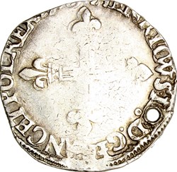 Quart d'écu à la croix de face, Henri III, 1585, Rennes