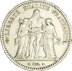 5 francs Hercule, IIIe République, 1877, Bordeaux