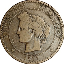 10 centimes Cérès, IIIe République, 1877, Paris