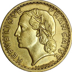 5 francs Lavrillier, bralu, IIIe République, 1939