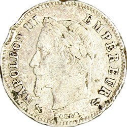 20 centimes Napoléon III, tête laurée, petit module, Napoléon III, 1866, Bordeaux