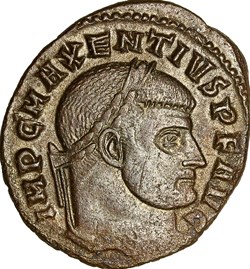 Follis de Maxence, temple, 308-310, Rome