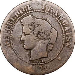 5 centimes Cérès, IIIe République, 1871, Bordeaux