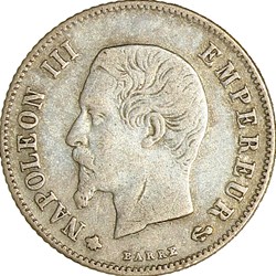 20 centimes, tête nue, Napoléon III, 1860, Strasbourg