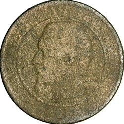 Dix centimes, tête nue, Napoléon III, 1856, Lyon
