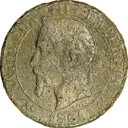 Cinq centimes, tête laurée, Napoléon III, 1861, Bordeaux
