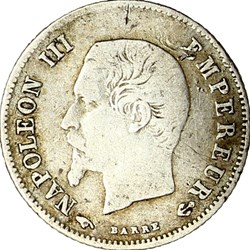 20 centimes, tête nue, Napoléon III, 1860, Paris