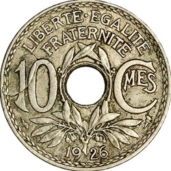 10 centimes Lindauer, IIIe République, 1926, flan pelé