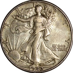 1/2 dollar Walking Liberty, Etats-Unis, 1942, Philadelphie