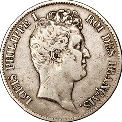 5 francs, type Tiolier, avec I, tranche en creux, Louis-Philippe Ier, 1831, Nantes
