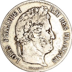 5 francs, 2e type Domard, Louis-Philippe Ier, 1837, Paris