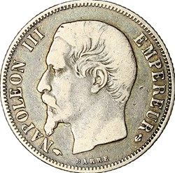 1 franc, tête nue, Napoléon III, 1858, Paris