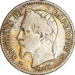 50 centimes, tête laurée, Napoléon III, 1867, différent aligné, Bordeaux