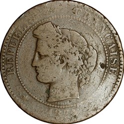 10 centimes Cérès, IIIe République, 1874, Paris