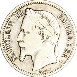 1 franc, tête laurée, Napoléon III, 1867, Paris