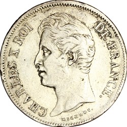 5 francs 2e type, Charles X, 1827, Lille