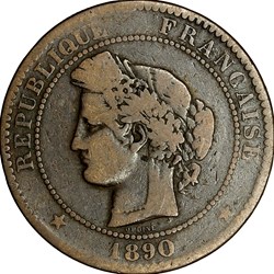 10 centimes Cérès, IIIe République, 1890, Paris