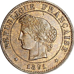 1 centime Cérès, IIIe République, 1891, Paris