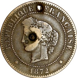 5 centimes Cérès, IIIe République, 1872, Bordeaux
