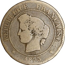 5 centimes Cérès, IIIe République, 1873, Paris