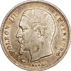 50 centimes, tête nue, Napoléon III, 1858, Paris