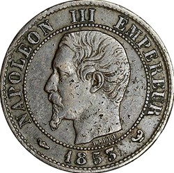 Un centime, tête nue, Napoléon III, 1853, Lille