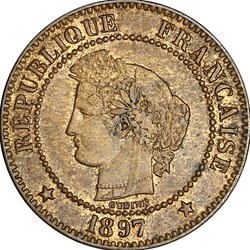 2 centimes Cérès, IIIe République, 1897, Paris