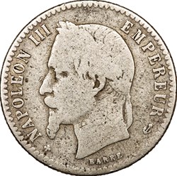 50 centimes, tête laurée, Napoléon III, 1864, Strasbourg