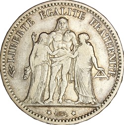 5 francs Hercule, IIIe République, 1875, Bordeaux