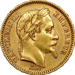20 francs, tête laurée, Napoléon III, 1865, Paris